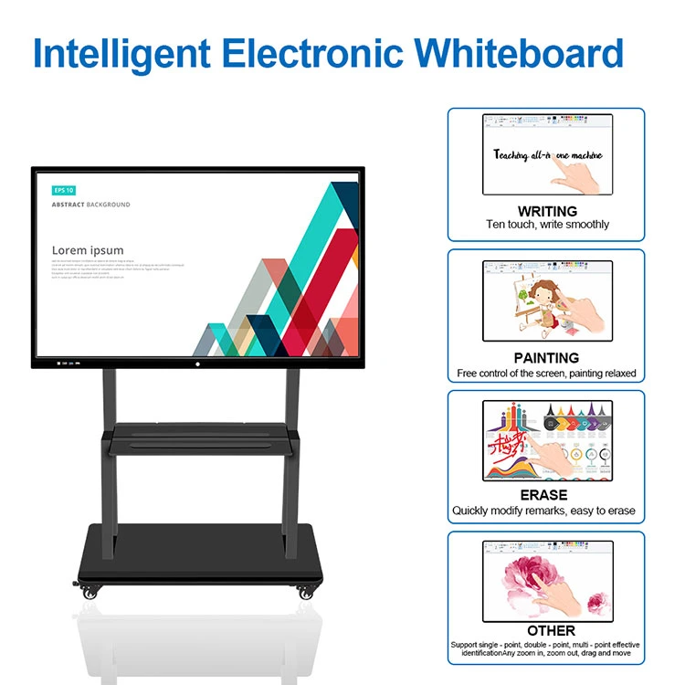Education Dual System Android 8.0+Windows Dual System 65 Inch Interactive Whiteboard Smart Board