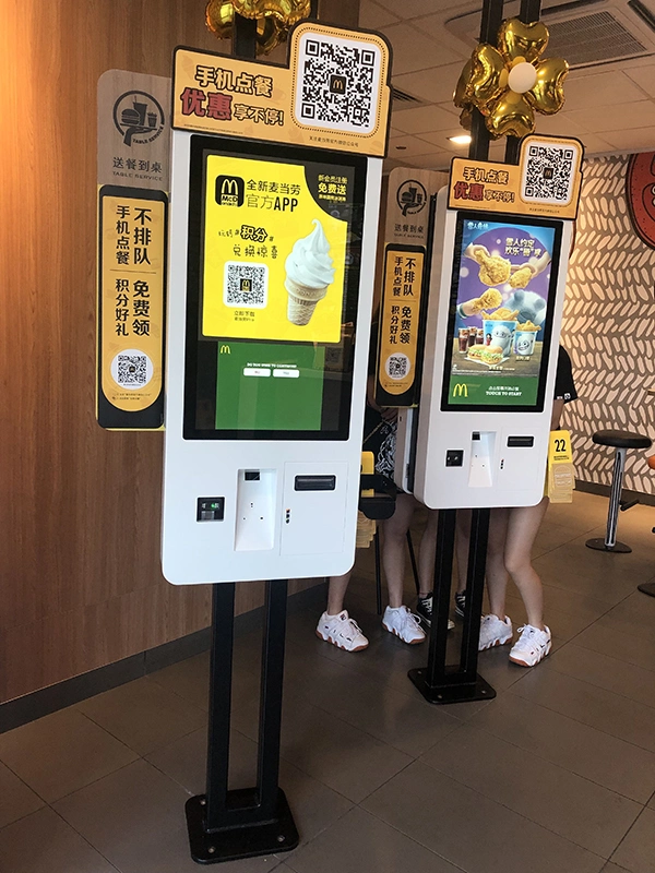 32 Inch Restaurants Self Service Cashless Machine Touch Screen Self Ordering Payment Kiosk