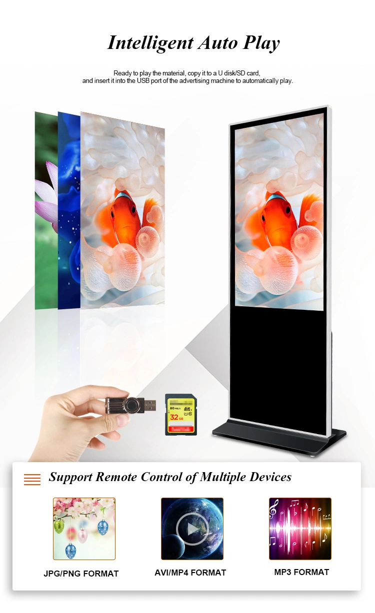 Floor Standing Vertical TV Touch Screen Kiosk 4K Indoor Advertising Player Display Screen HD LCD Digital Signage